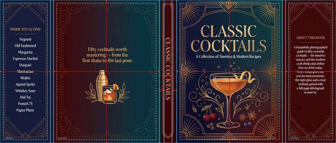 Classic Cocktails Dust jacket on the print template